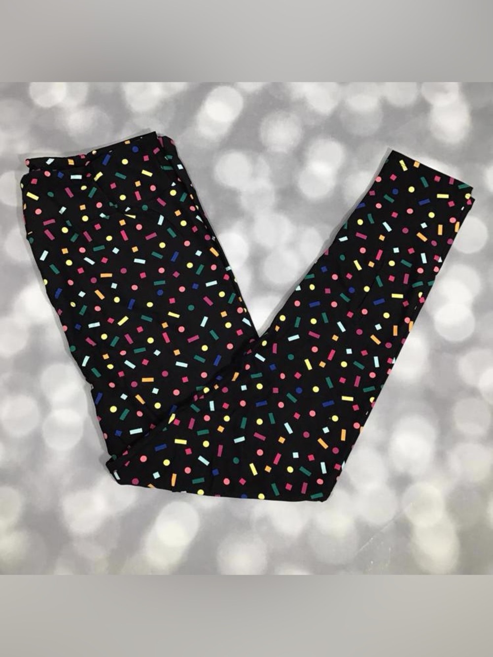 LuLaRoe | TC2 Black Leggings + Rainbow Sprinkles